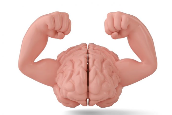 Illustratie van hersenen met spierballen